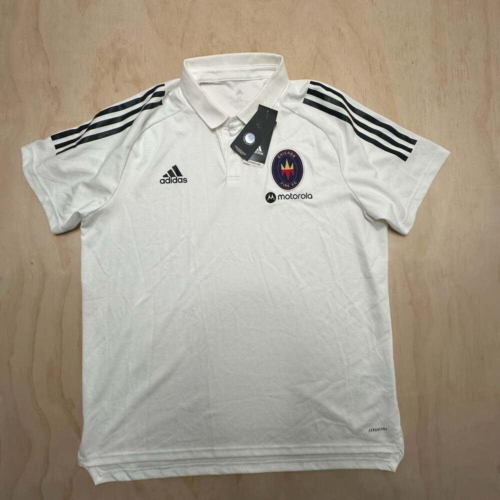 Adidas Chicago Fire FC Polo Size XL White Aeroready MLS Soccer New